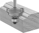 Image of ProductInUse. Front orientation. Router Bits. Corner-Rounding Router Bits , Uncoated Carbide-Tipped Steel, Wavy Corner Style.