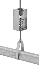 Image of ProductInUse. Front orientation. Vibration-Damping Hangers. Threaded-Rod-Mount Vibration-Damping Hangers.