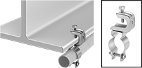 Image of Product. Front orientation. Contains Inset, MultipleImages. Beam Clamps. Easy-Position Beam Clamps for Pipe, Tube, and Conduit, Clamp On.