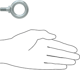 Image of Product. Side1 orientation. Contains SizingReference. Steel Eyebolt with Shoulder - for Lifting, Zinc-Plated, 3/8"-16 Thread Size, 9/16" Thread Length .