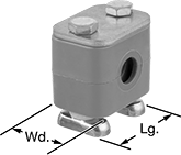Image of Product. Front orientation. Contains Annotated. Routing Clamps. Rail-Mount Vibration-Damping Block Routing Clamps.