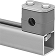 Image of ProductInUse. Front orientation. Routing Clamps. Rail-Mount Vibration-Damping Block Routing Clamps.