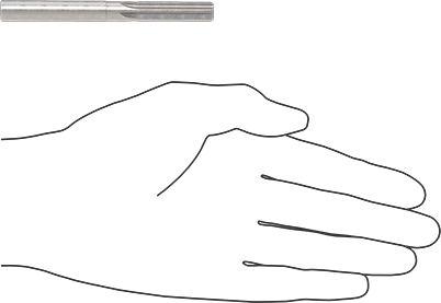 Image of Product. Side1 orientation. Contains SizingReference. Carbide Round-Shank Reamer, 0.3438" Reamer Diameter.