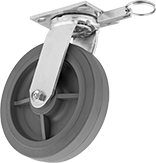 Image of Product. Front orientation. Casters. Samson Casters with Rubber Wheels, Swivel with Swivel Lock.