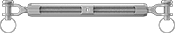 Image of Specification. With Cotter Ring. Front orientation. Cotter Ring Closure. Clevis-to-Clevis Turnbuckles—Not for Lifting.