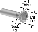Image of Product. Front orientation. Contains Annotated. High-Speed Steel Keyseat End Mills.