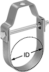 Image of Product. Front orientation. Contains Annotated. Pipe Hangers. Pivoting Loop Pipe Hangers, Tilt.