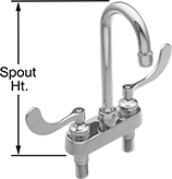 Image of Product. Style D. Front orientation. Contains Annotated. Sink Faucets. Extra-Clearance Double-Inlet Sink Faucets, Bottom Inlet—Sink Mount, Style D.