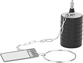 Image of Product. Style C. Front orientation. Expansion Plugs. Air-Inflatable Plugs, With Zinc-Plated Steel Chain/Ring, Style C.