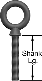 Image of Product. Front orientation. Contains Annotated. Low-Visibility Eyebolt, with Shoulder-for Lifting, 1"-8 Thread Size, 2-1/2" Thread Length .