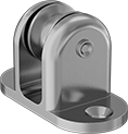 Image of Product. Front orientation. Pulleys. Mounted Pulleys for Rope—For Horizontal Pulling, Style 1.