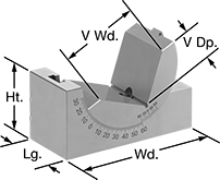 Image of Product. Front orientation. Contains Annotated. V-Blocks. Adjustable-Angle V-Blocks.