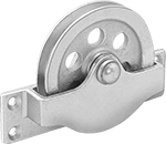 Image of Product. Front orientation. Pulleys. Mounted Pulleys for Wire Rope—For Horizontal Pulling, Style 4.