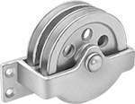 Image of Product. Front orientation. Pulleys. Mounted Pulleys for Wire Rope—For Horizontal Pulling, Style 7.
