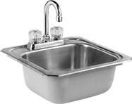 Image of Product. Style E (Shown with Faucet). Front orientation. Sinks. Countertop Sinks, Style E.