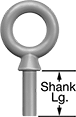 Image of Product. Front orientation. Contains Annotated. Eyebolts. Unthreaded Routing Eyebolts—Not for Lifting, Closed Eye, With Shoulder.