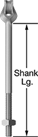 Image of Product. 45° Eye Angle. Front orientation. Contains Annotated. Eyebolts. Routing Eyebolts for Wire Rope—Not for Lifting, Closed Eye, Without Shoulder, 45° Eye Angle.