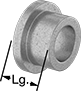 Image of Product. Front orientation. Contains Annotated. Flanged Sleeve Bearings. Oil-Embedded Flanged Sleeve Bearings for Food and Beverage.