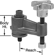 Image of Product. Front orientation. Contains Annotated. Clamping Screws. Revolving Screw Clamps.