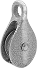 Image of Product. Front orientation. Pulleys. Hanging Pulleys for Rope—For Horizontal Pulling, Style A.