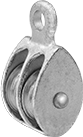 Image of Product. Front orientation. Pulleys. Hanging Pulleys for Rope—For Horizontal Pulling, Style N.