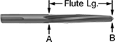 Image of Product. Front orientation. Contains Annotated. Reamers. Reamers for Hole Alignment, Round Shank, Spiral Flute.