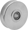 Image of Product. Aluminum. Front orientation. Pulleys. Pulleys for Rope—For Horizontal Pulling, Aluminum.