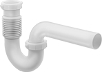Image of Product. Back orientation. Sink Drain Traps. Adjustable-Neck Sink Drain Traps, 1 Inlet, P-Trap—White Polypropylene.