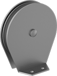 Image of Product. Front orientation. Pulleys. Mounted Pulleys for Wire Rope—For Lifting, Style 1.