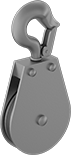 Image of Product. Front orientation. Pulleys. Hanging Pulleys for Wire Rope—For Lifting, Style D.