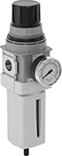 Image of Product. Front orientation. Compressed Air Filter/Regulators. Parker Modular Compressed Air Filter/Regulators for Particle Removal, Clear Bowl.