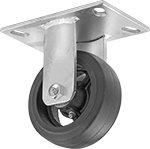 Image of Product. Rigid. Front orientation. Casters. Vulcan Casters with Rubber Wheels, 1 Wheel, Rigid.