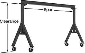 Image of Product. Painted Steel. Front orientation. Contains Annotated. Painted Steel. Adjustable Gantry Cranes .