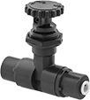 Image of Product. Front orientation. Flow-Adjustment Valves. Precision Flow-Adjustment Valves with Push-to-Connect Fittings for Chemicals.