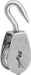 Image of Product. Front orientation. Pulleys. Hanging Pulleys for Rope—For Horizontal Pulling, Style L.
