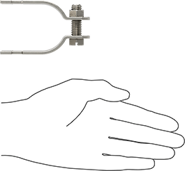 Image of Product. Side1 orientation. Contains SizingReference. Strut-Mount Metal Routing Clamp, 304 Stainless Steel, 1-7/8" ID, 7/64" Thick.