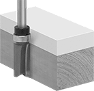Image of ProductInUse. Front orientation. Router Bits. Trimming Router Bits , Uncoated Carbide-Tipped High-Speed Steel, Flush-Trimming Cut Style (Top Pilot).