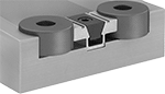 Image of ProductInUse. Front orientation. Fixture Clamps. Machinable Dual-Clamping Fixture Clamps.