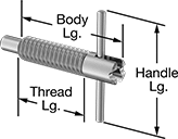 Image of Product. Front orientation. Contains Annotated. Spring Plungers. T-Handle Retractable Spring Plungers.