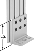 Image of ProductInUse. Front orientation. Contains Annotated. T-Slotted Framing and Fittings. Feet for T-Slotted Framing, Fixed-Height Feet, For Triple Rails.