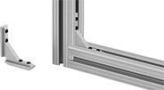 Image of ProductInUse. Front orientation. T-Slotted Framing and Fittings. T-Slotted Framing Brackets, Set Screw Corner Concealed Brackets, Extended.