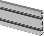 Image of Product. Front orientation. T-Slotted Framing and Fittings. T-Slotted Framing Rails, Cut-to-Length Double Low Profile Two Slot Rails - Sold per Inch .
