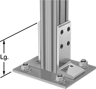 Image of ProductInUse. Front orientation. Contains Annotated. T-Slotted Framing and Fittings. Feet for T-Slotted Framing, Base Plates, For Quad Rails.