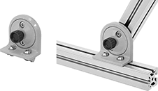 Image of ProductInUse. Front orientation. Contains MultipleImages. T-Slotted Framing and Fittings. T-Slotted Framing Brackets, Adjustable Angle Brackets, Locking 360° Rotation.