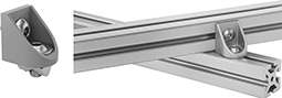 Image of ProductInUse. Front orientation. Contains MultipleImages. T-Slotted Framing and Fittings. T-Slotted Framing Brackets, Adjustable Angle Brackets, 360° Rotation.