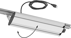 Image of ProductInUse. Adjustable Tilt. Front orientation. Contains Annotated. T-Slotted Framing and Fittings. Lights for T-Slotted Framing, Workbench Lights, Plug In, Adjustable Tilt.