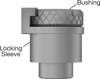 Image of System. Front orientation. CrossSection view. Contains Annotated. Removable Drill Bushing, 0.9375" ID, 1-3/8" OD, 1" Long.