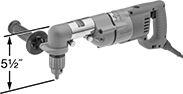 Image of Product. Front orientation. Contains Annotated. Drills. Milwaukee Angled-Head Electric Drills, Style A.