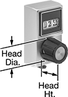 Image of Product. Front orientation. Contains Annotated. Indicating Knobs. Turn Counting, Style 3—Ribbed Grip.