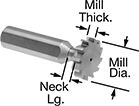 Image of Product. Front orientation. Contains Annotated. Carbide Keyseat End Mills.